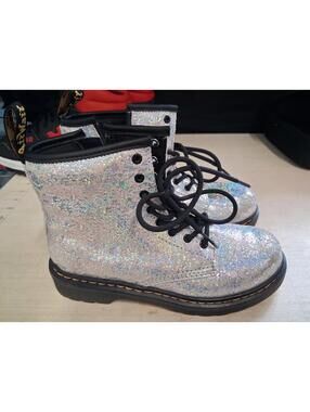 Dr. Martens Silver Glitter Lace-Up Boots size 3